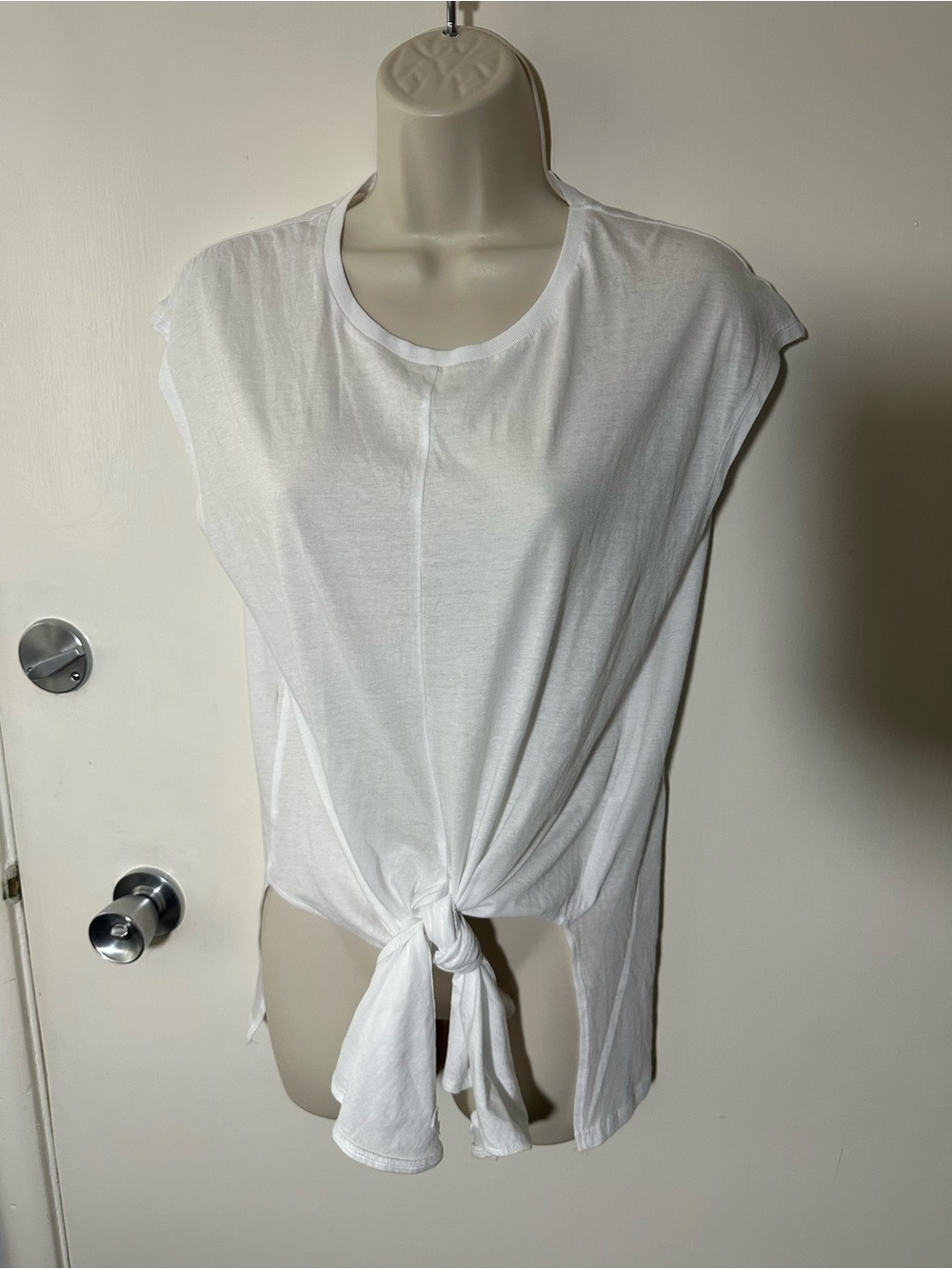 Zara White Front Tie Cap Sleeve Tank